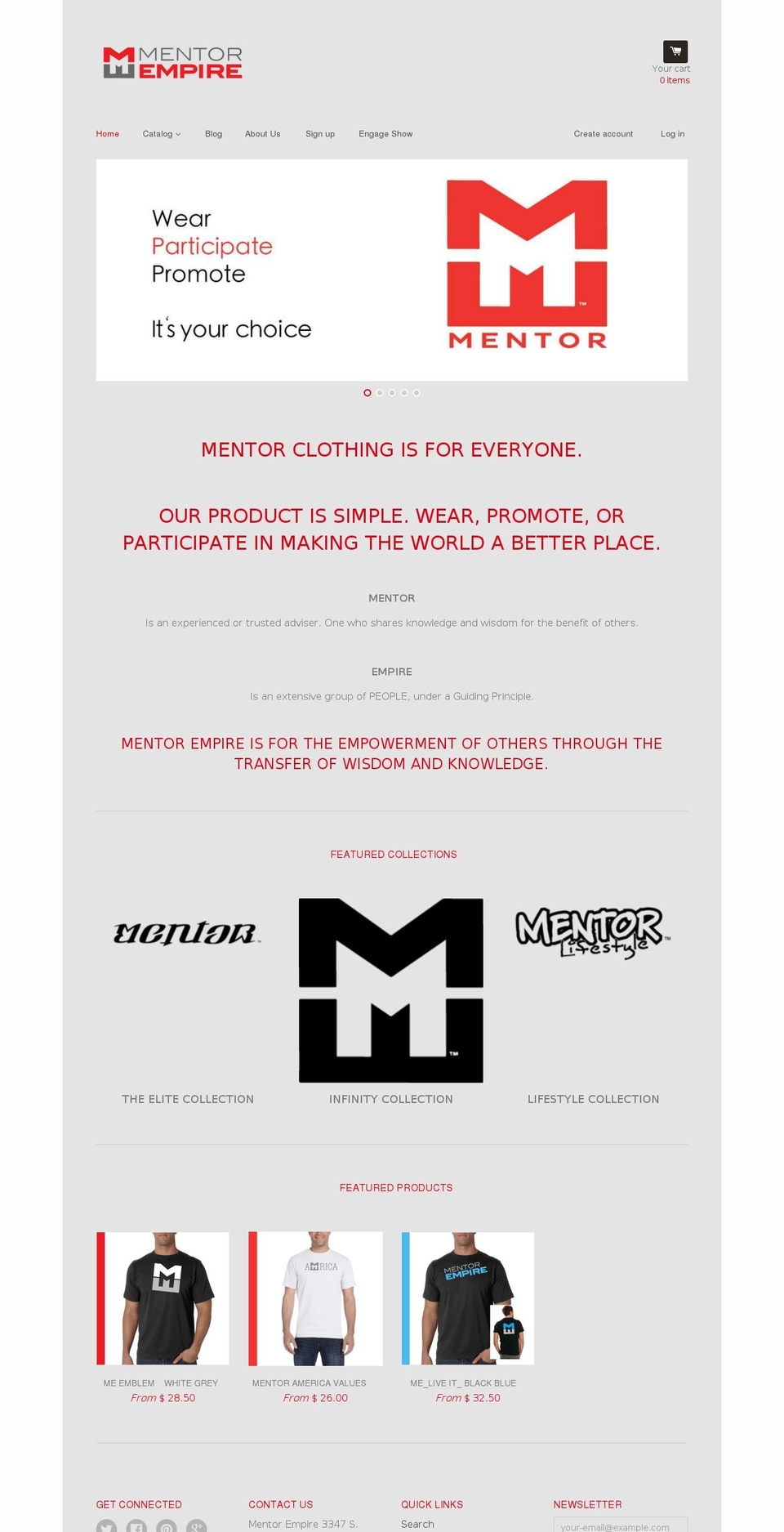 mentorclothing.com — Shopify storefront screenshot
