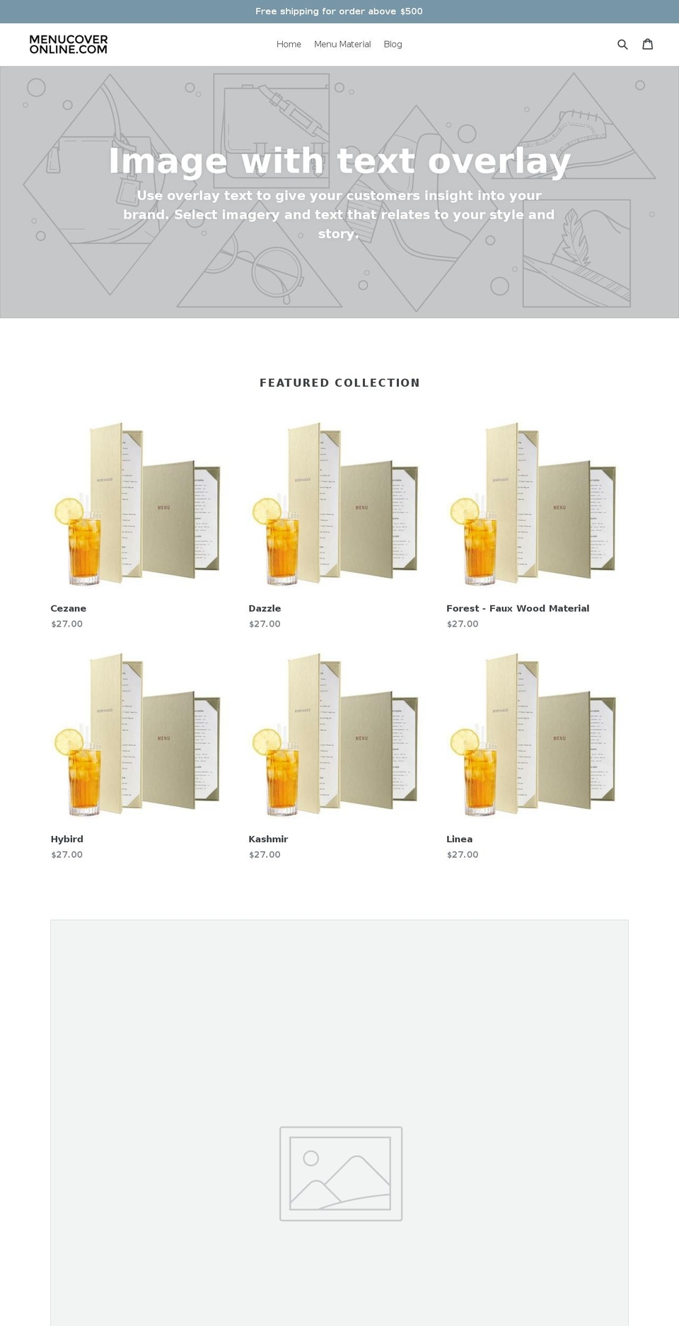menucoveronline.com — Shopify storefront screenshot