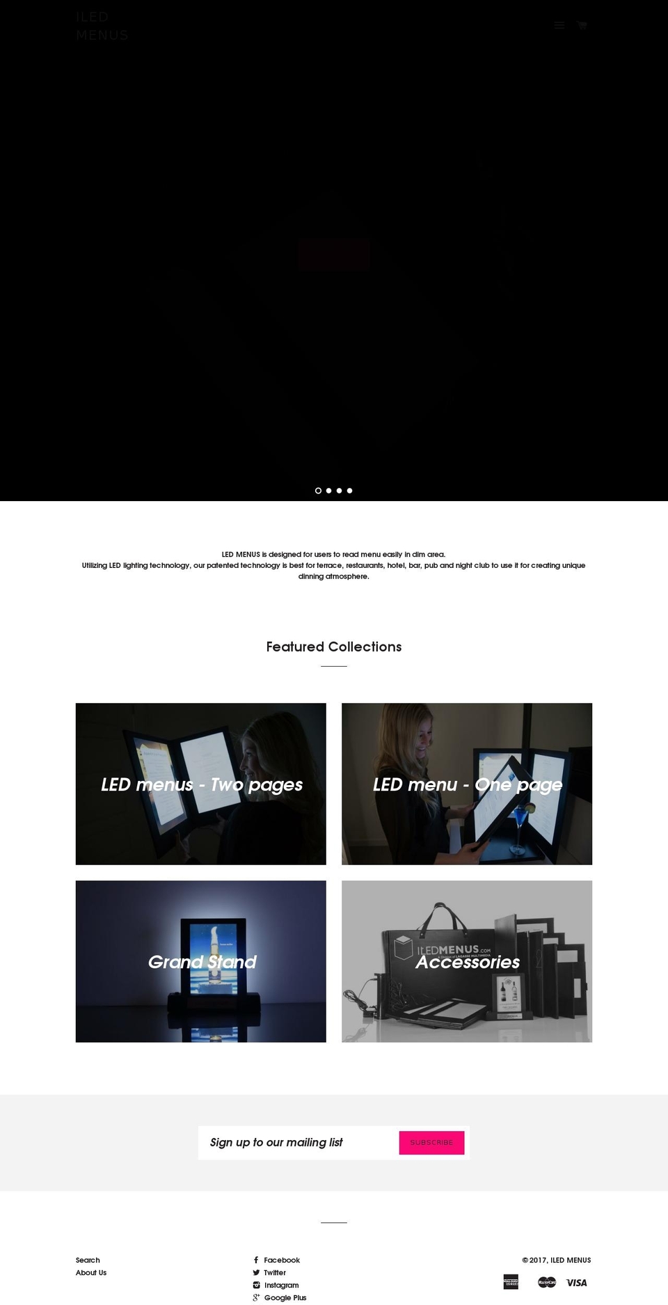 menus-led.com shopify website screenshot