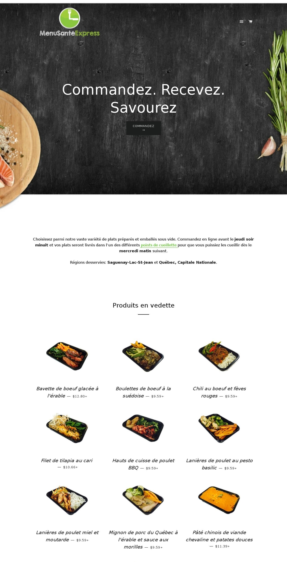 menusanteexpress.com shopify website screenshot