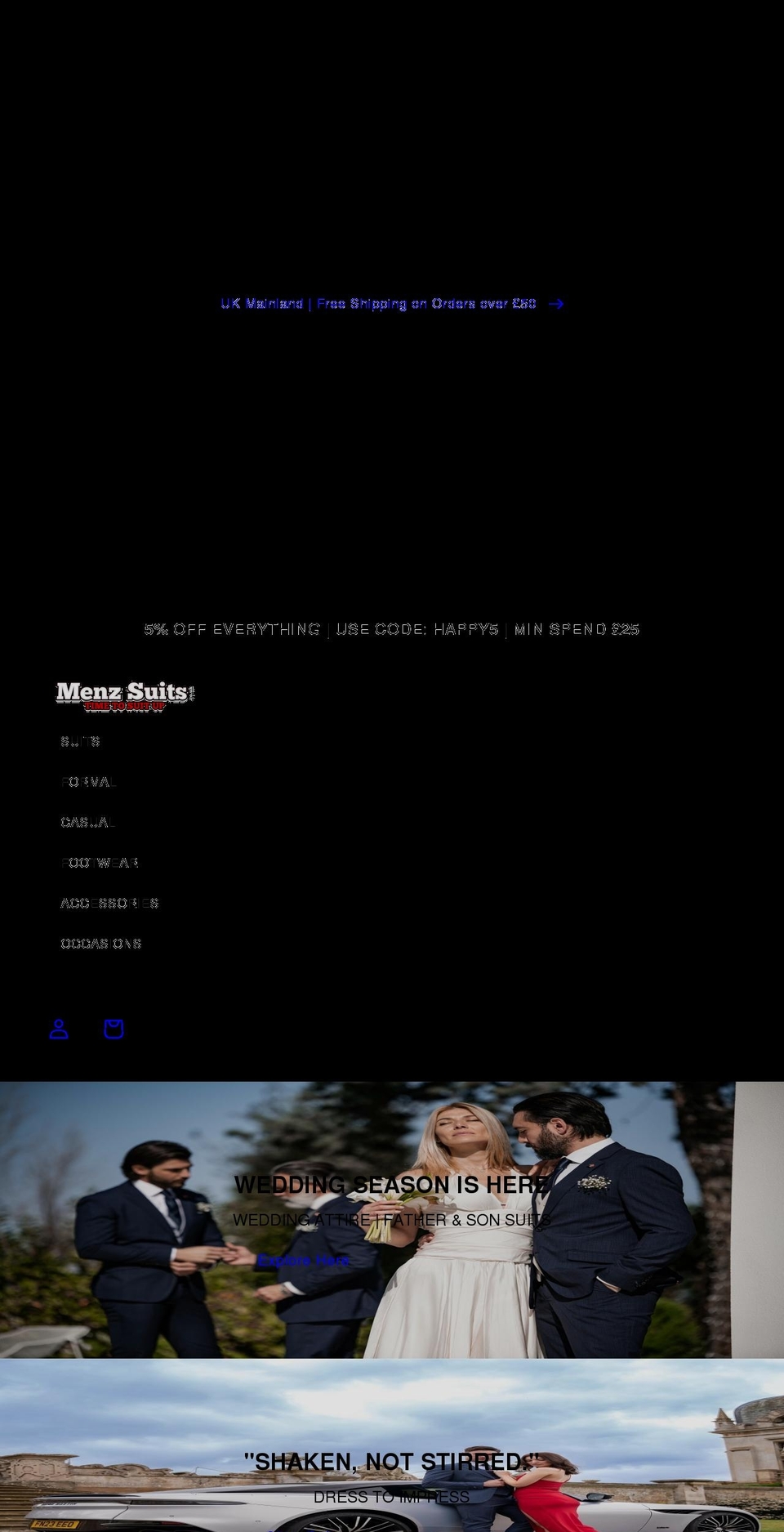 menzsuits.co.uk shopify website screenshot