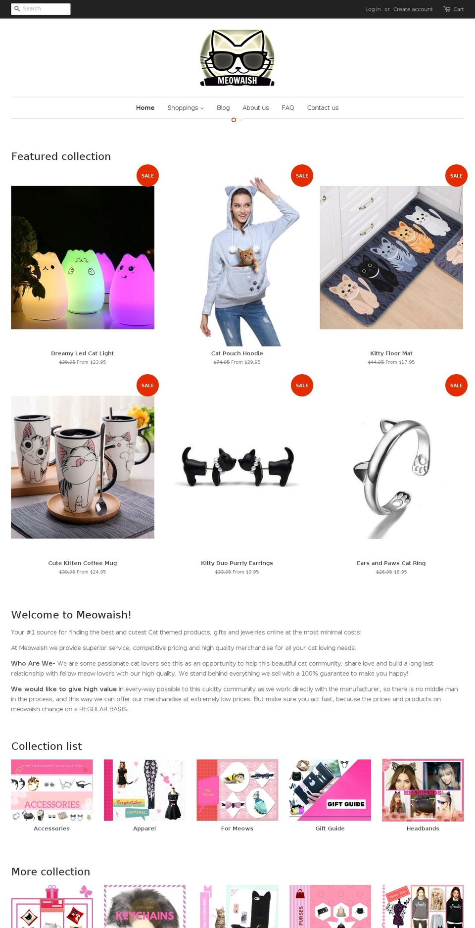 meowaish.com shopify website screenshot