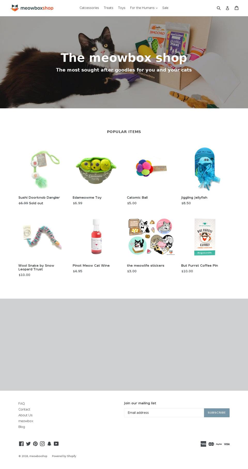 meowboxshop.com shopify website screenshot