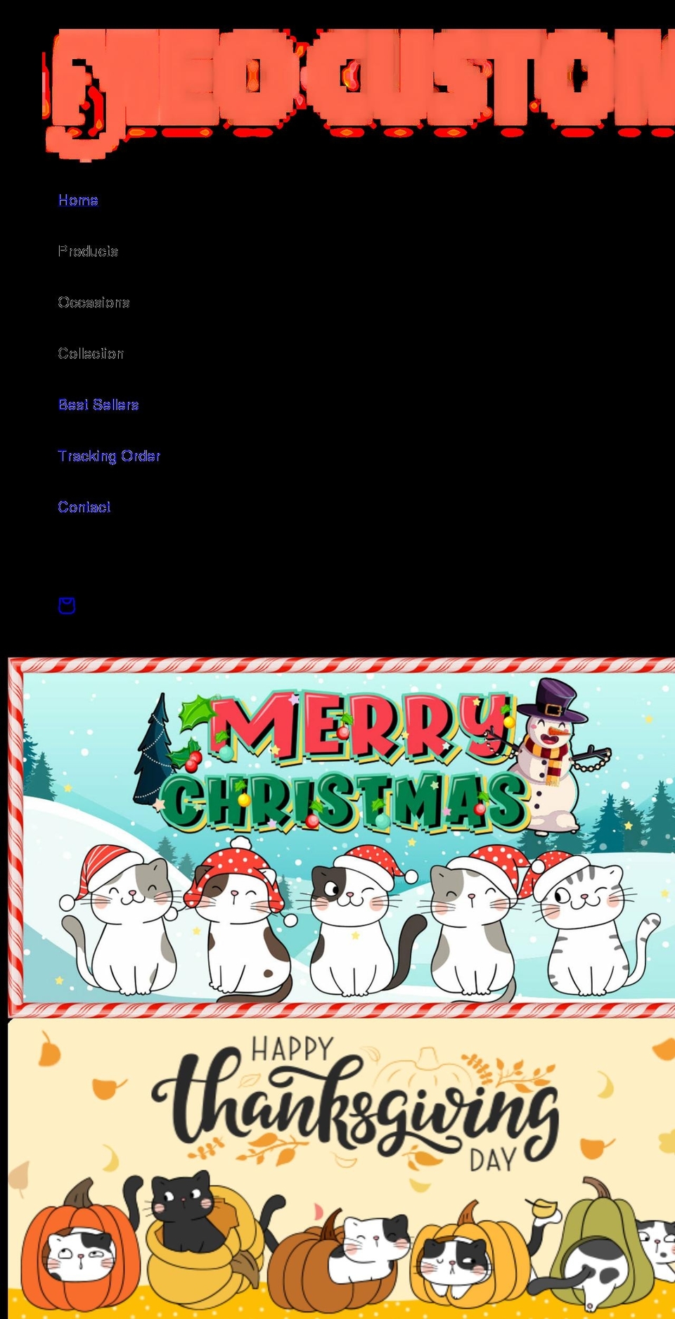 meowcustom.com shopify website screenshot