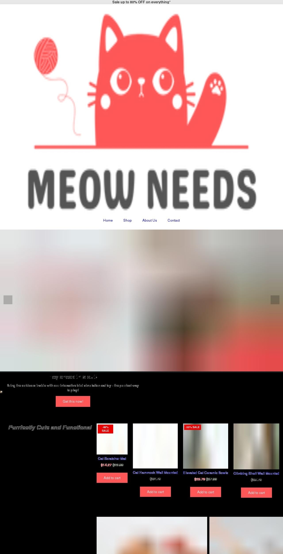 meowneeds.com shopify website screenshot