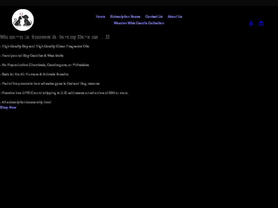 meowzaandbarkleycandlesllc.com shopify website screenshot