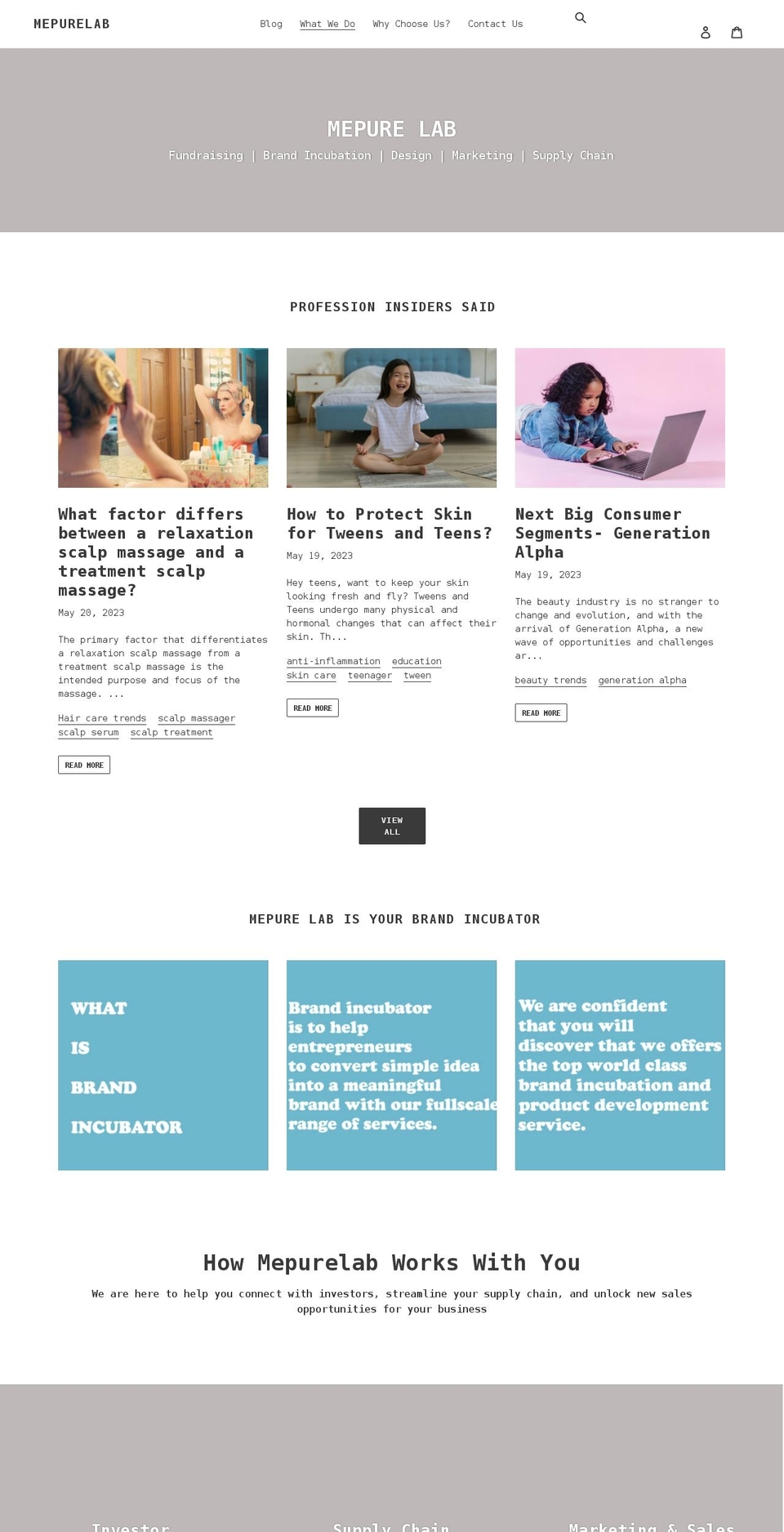 mepurelab.com shopify website screenshot
