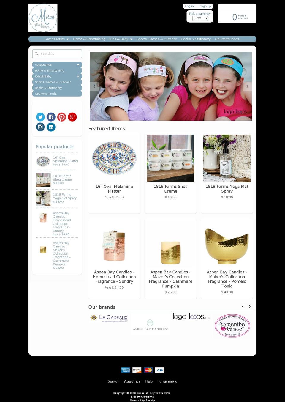meradgifts.com shopify website screenshot