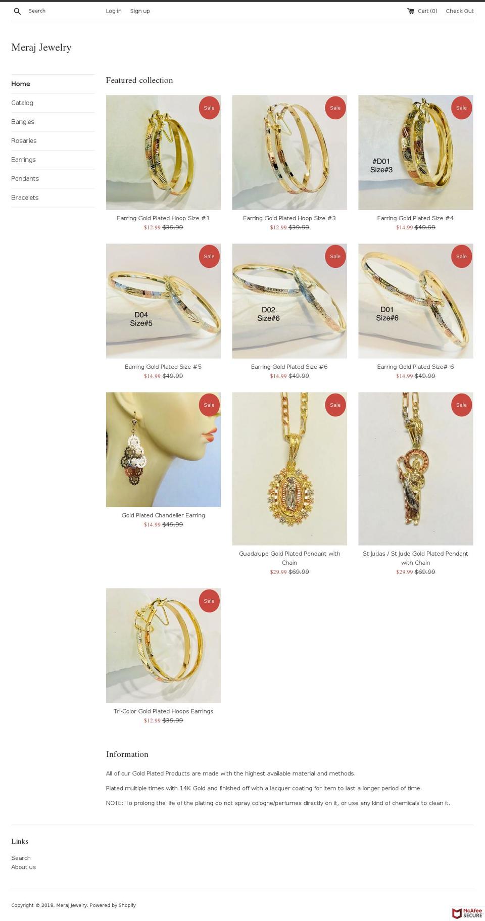 merajjewelry.com shopify website screenshot