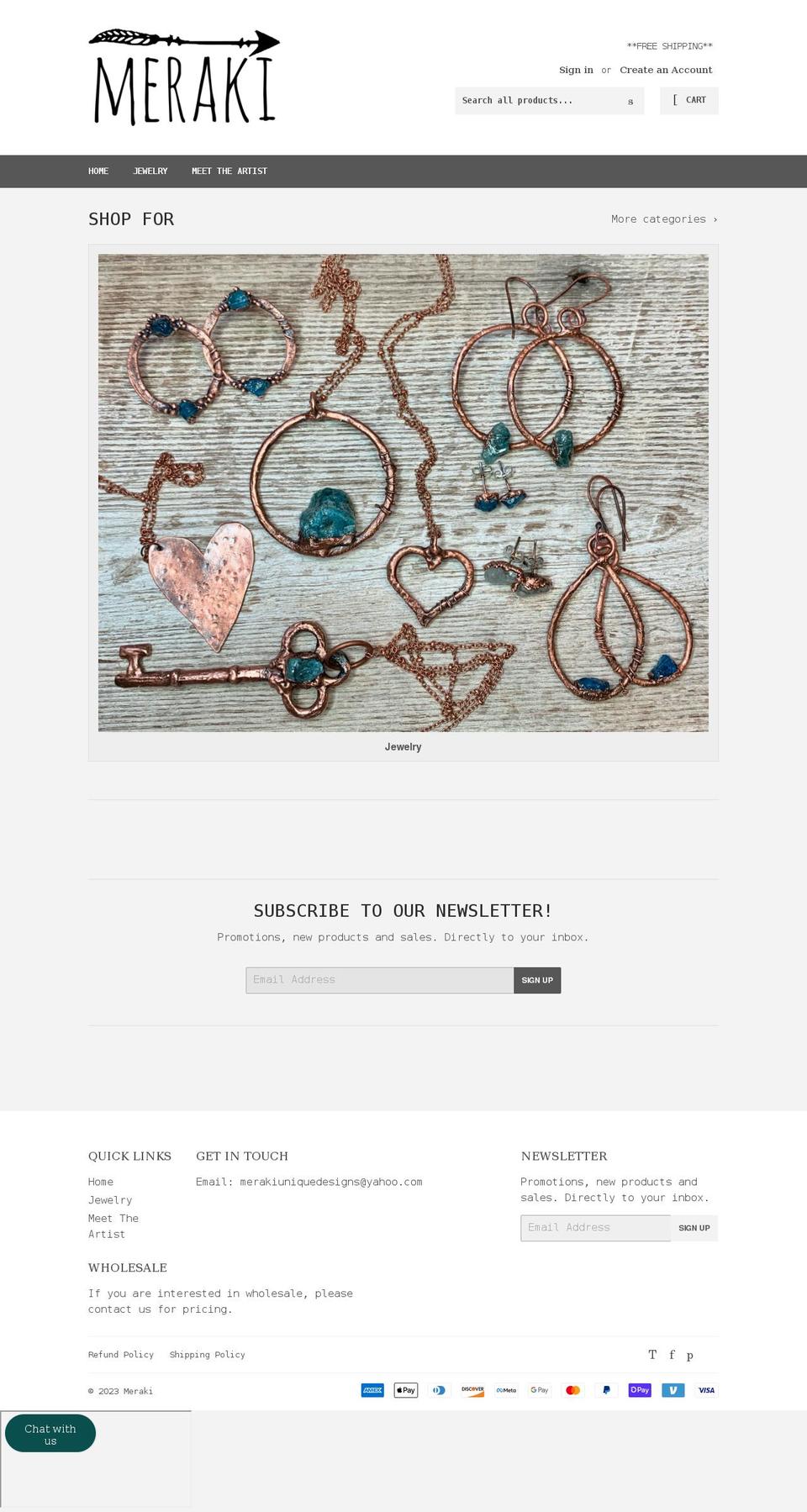 meraki-by-jk.com shopify website screenshot
