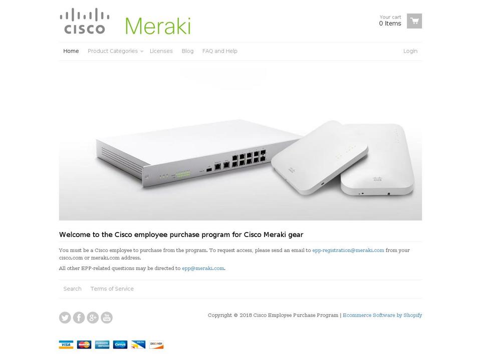 meraki-employee-purchase-program.myshopify.com shopify website screenshot