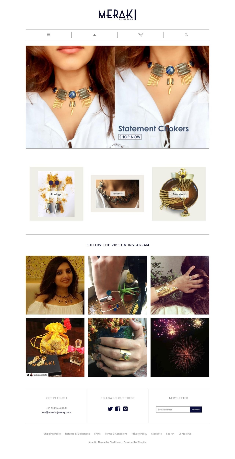 meraki-jewelry.com shopify website screenshot