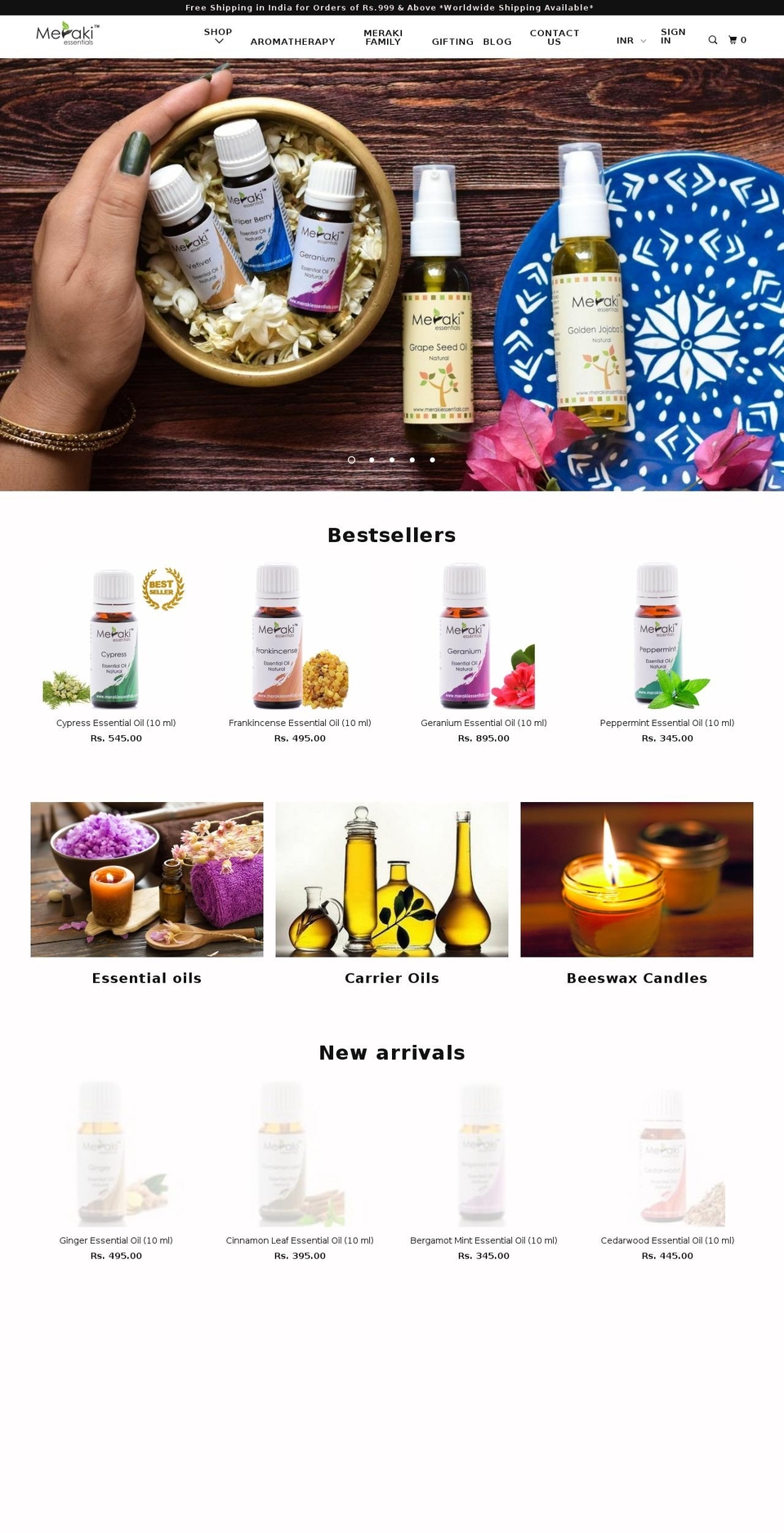 merakiessentials.org shopify website screenshot