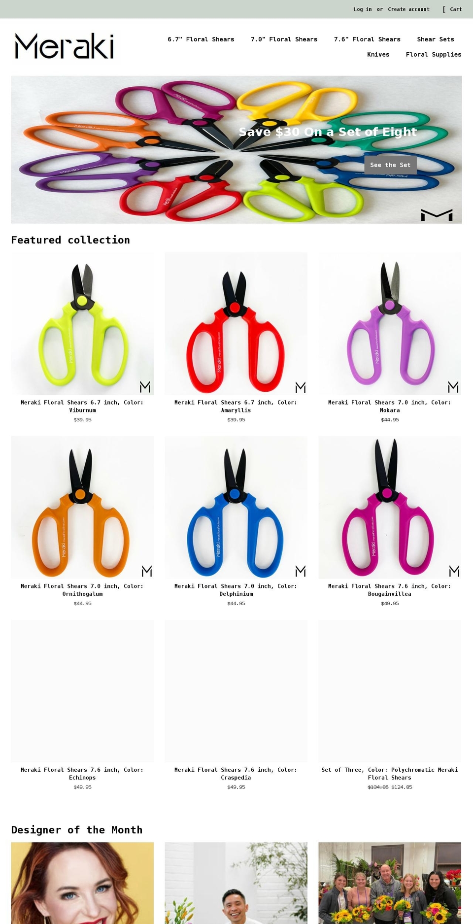 merakifloraltools.com shopify website screenshot