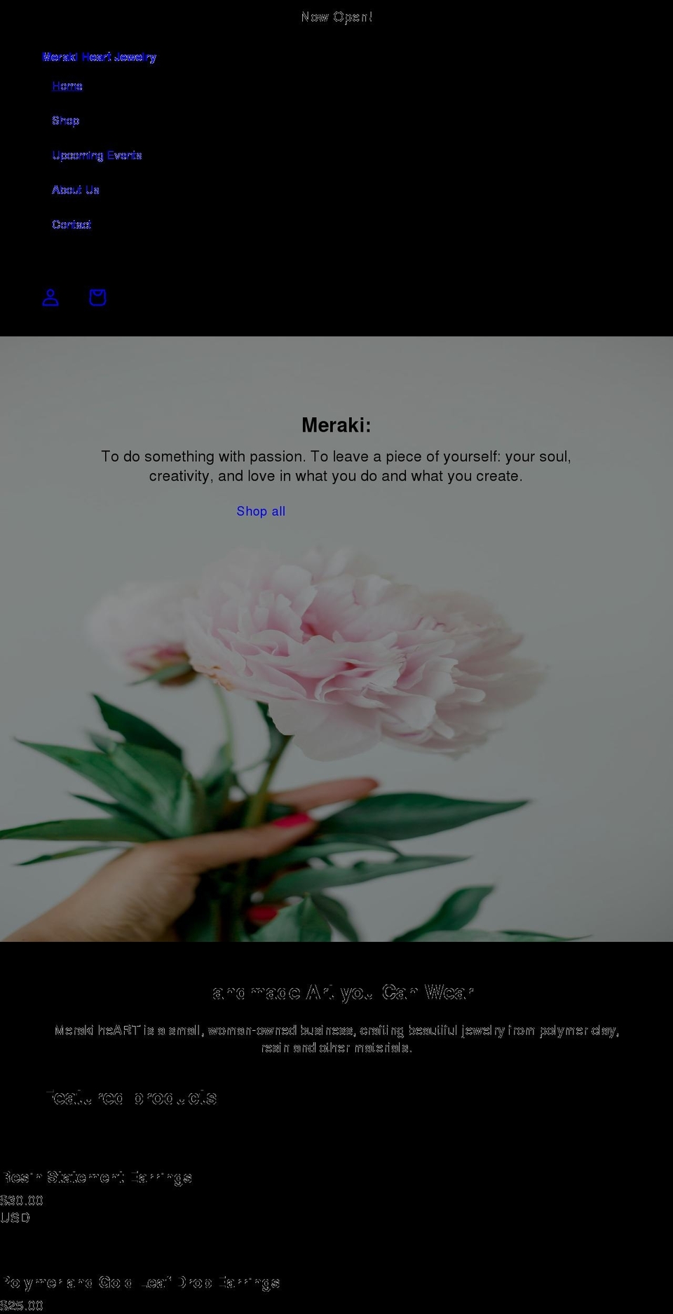 merakiheart.com shopify website screenshot