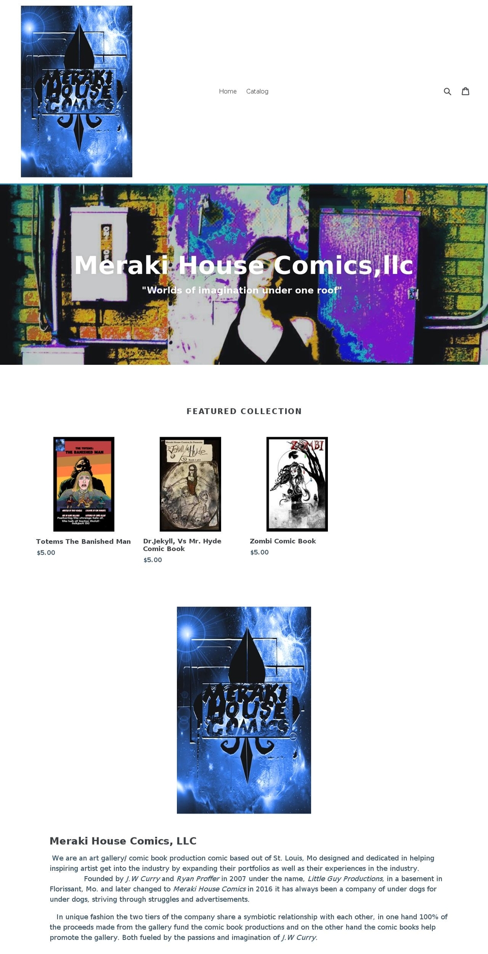 merakihousecomics.com — Shopify storefront screenshot