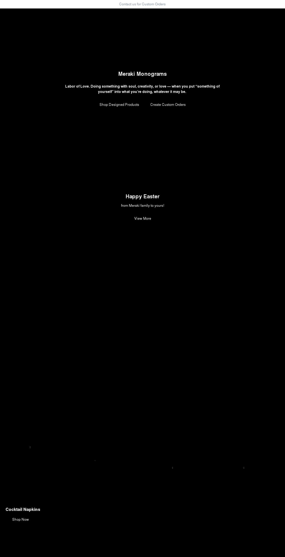 merakimonograms.com — Shopify storefront screenshot