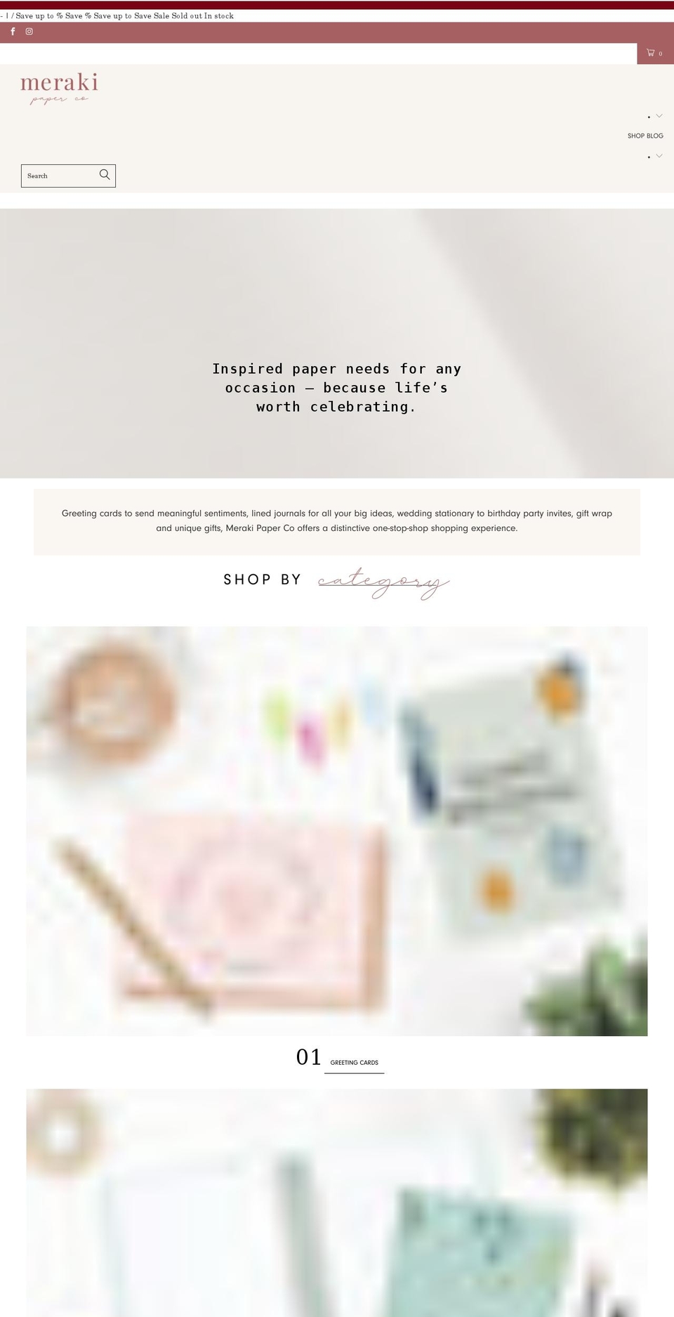 Ecomm performance v Shopify theme site example merakipaper.com