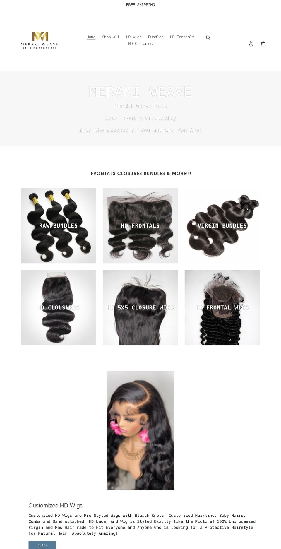 merakiweave.com shopify website screenshot