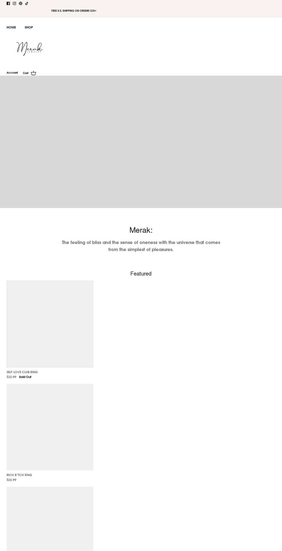 merakjewelry.com shopify website screenshot