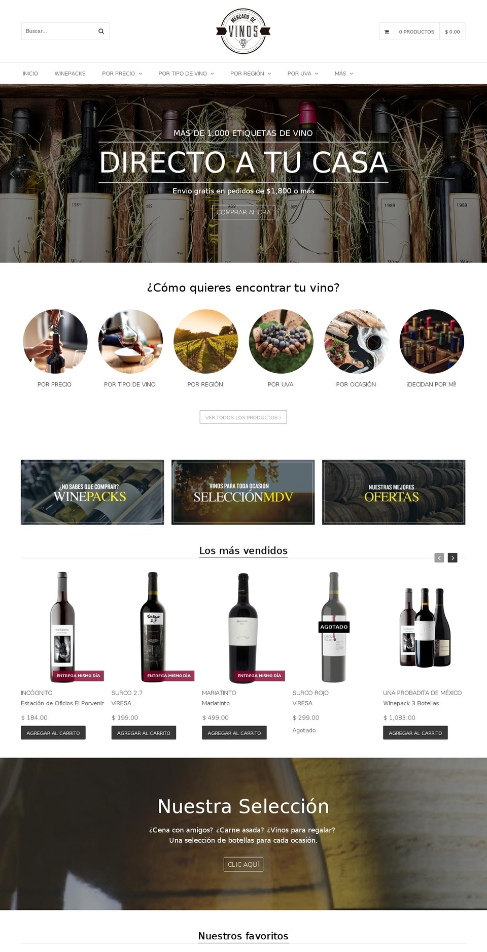 mercadodevinos.com.mx shopify website screenshot