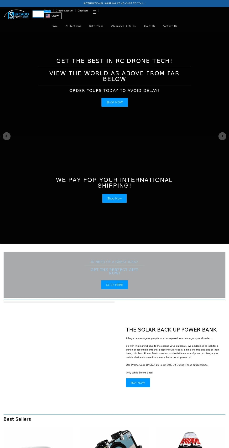 mercadostores.com shopify website screenshot