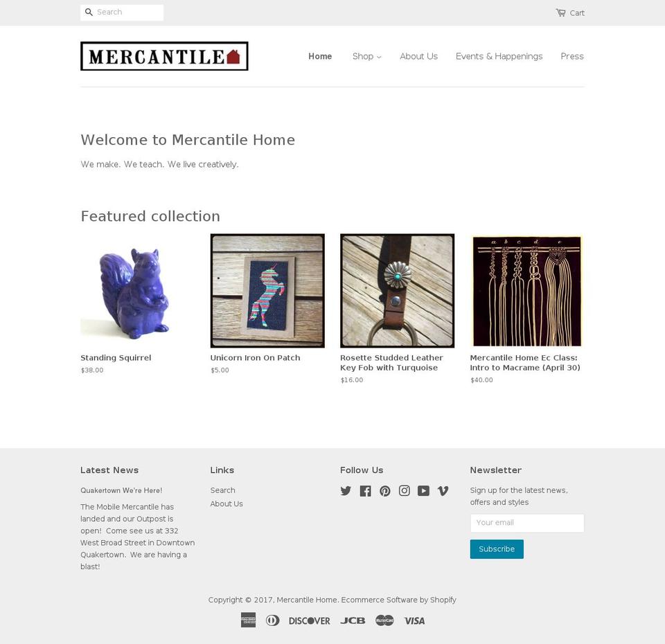mercantilehome.com shopify website screenshot