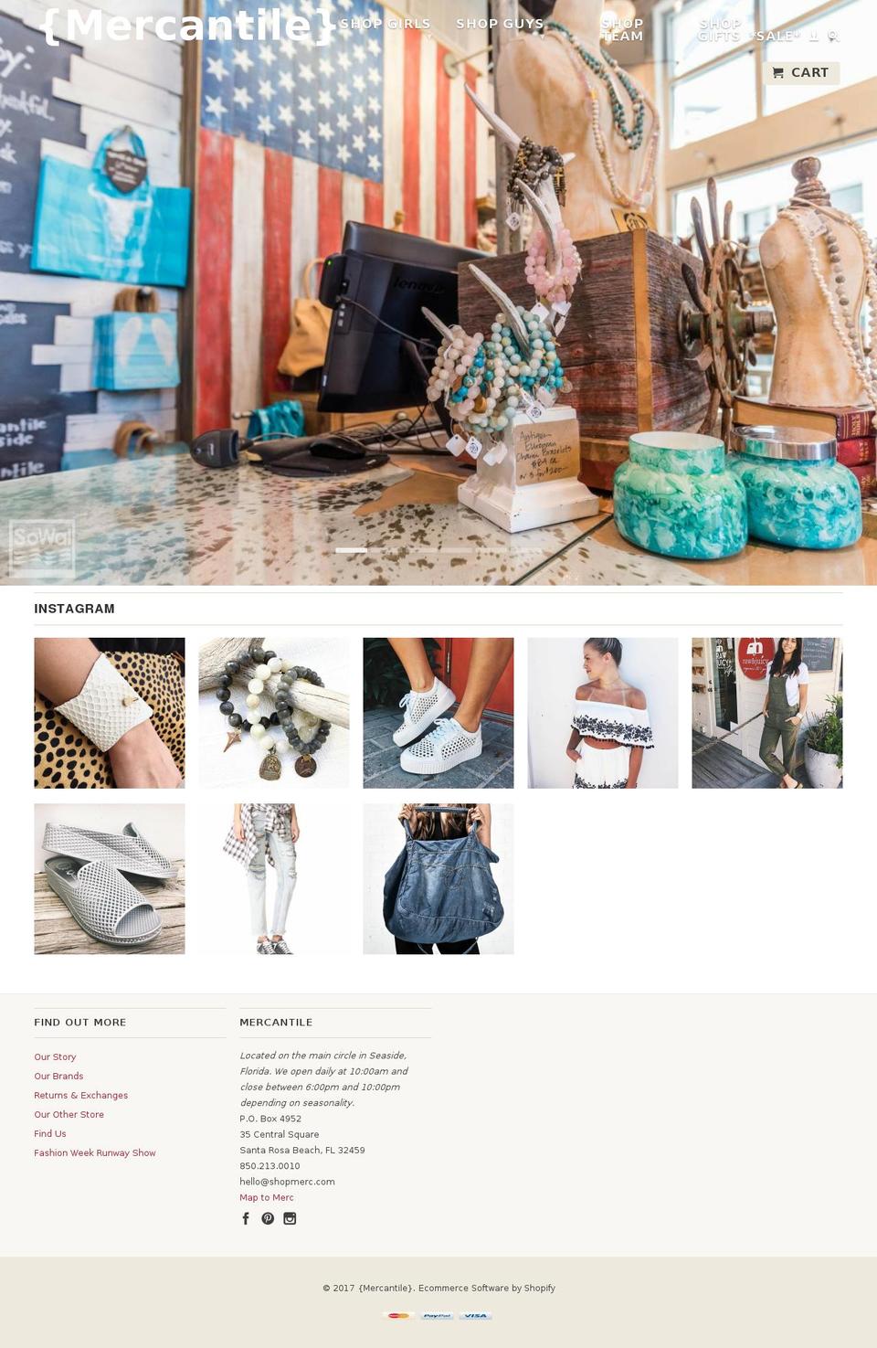 mercantileseaside.com shopify website screenshot