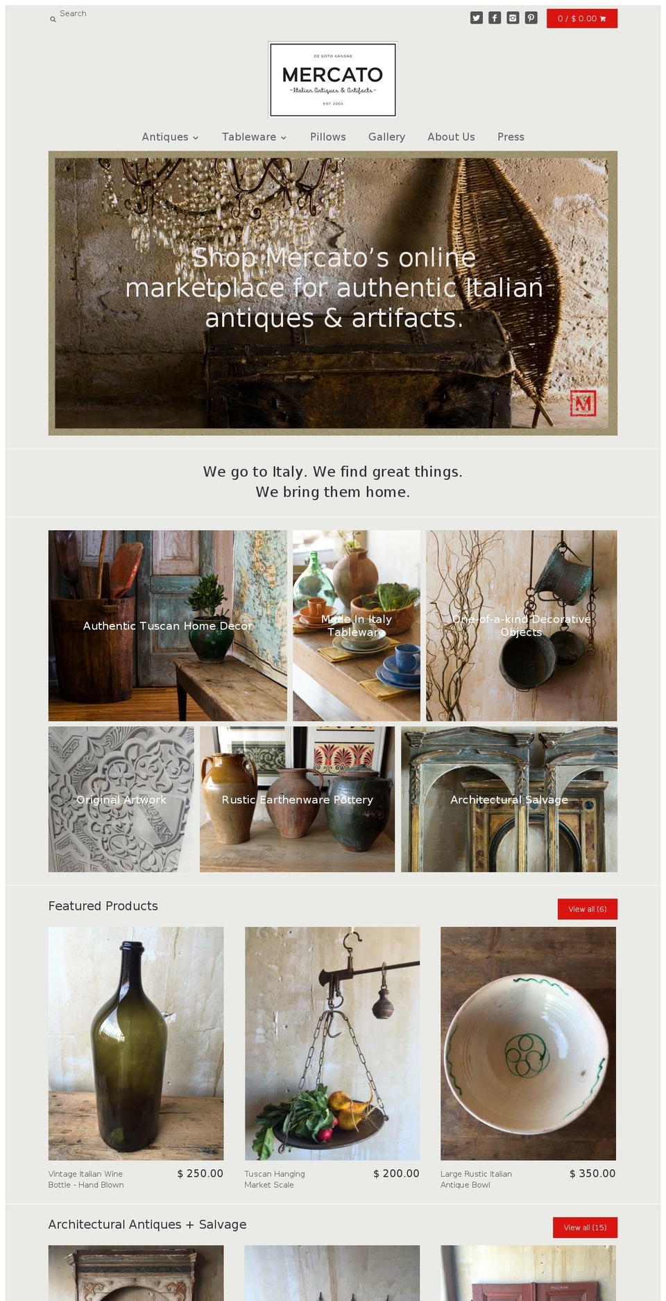 mercatoantiques.com shopify website screenshot