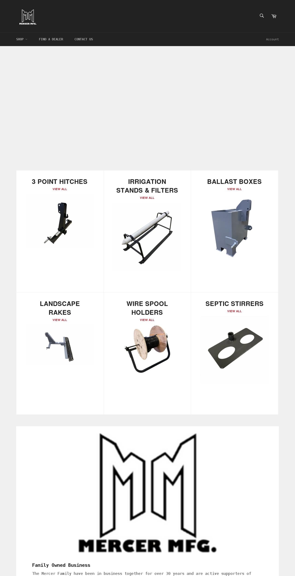 mercer-mfg.com shopify website screenshot
