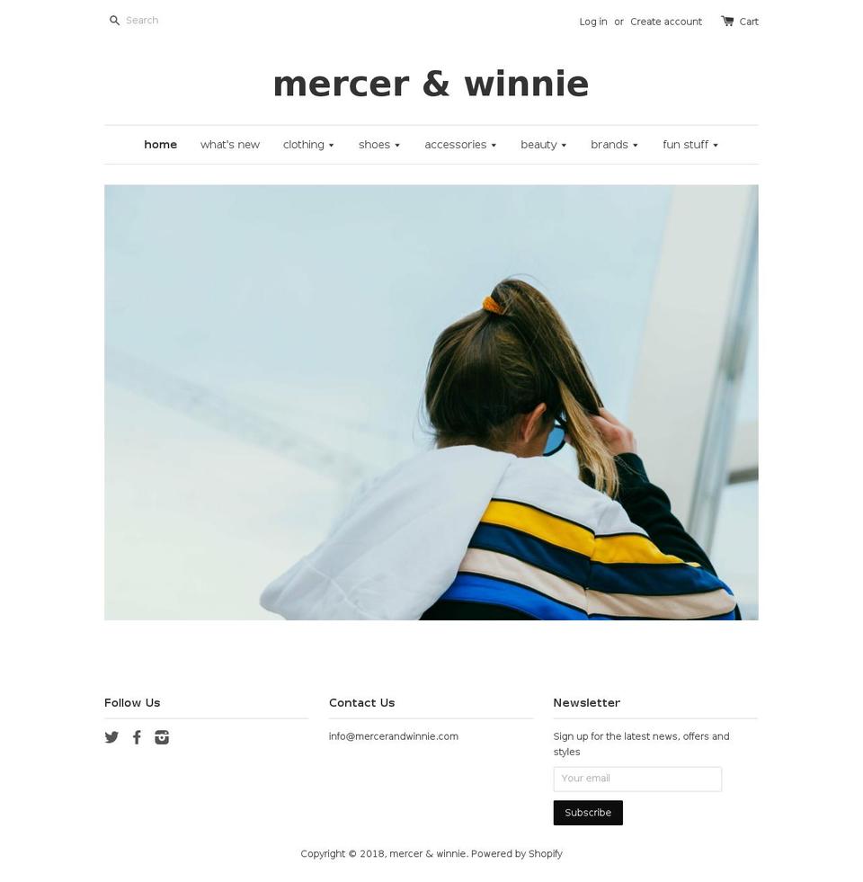 mercerandwinnie.com shopify website screenshot
