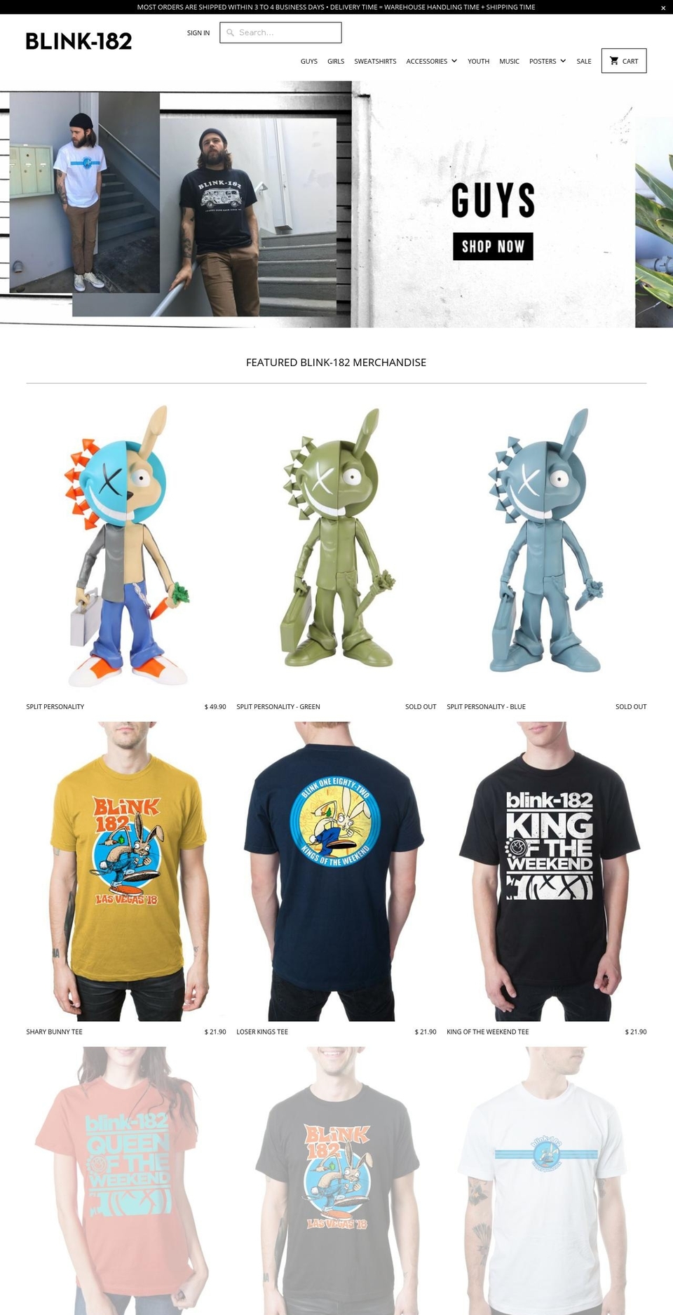 blink-182 - June-2-2018 Shopify theme site example merch182.com
