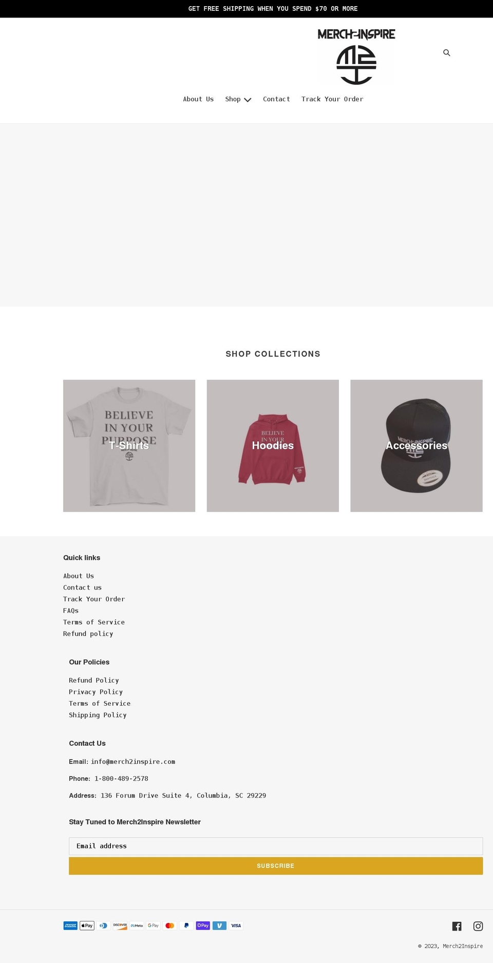 merch2inspire.com shopify website screenshot