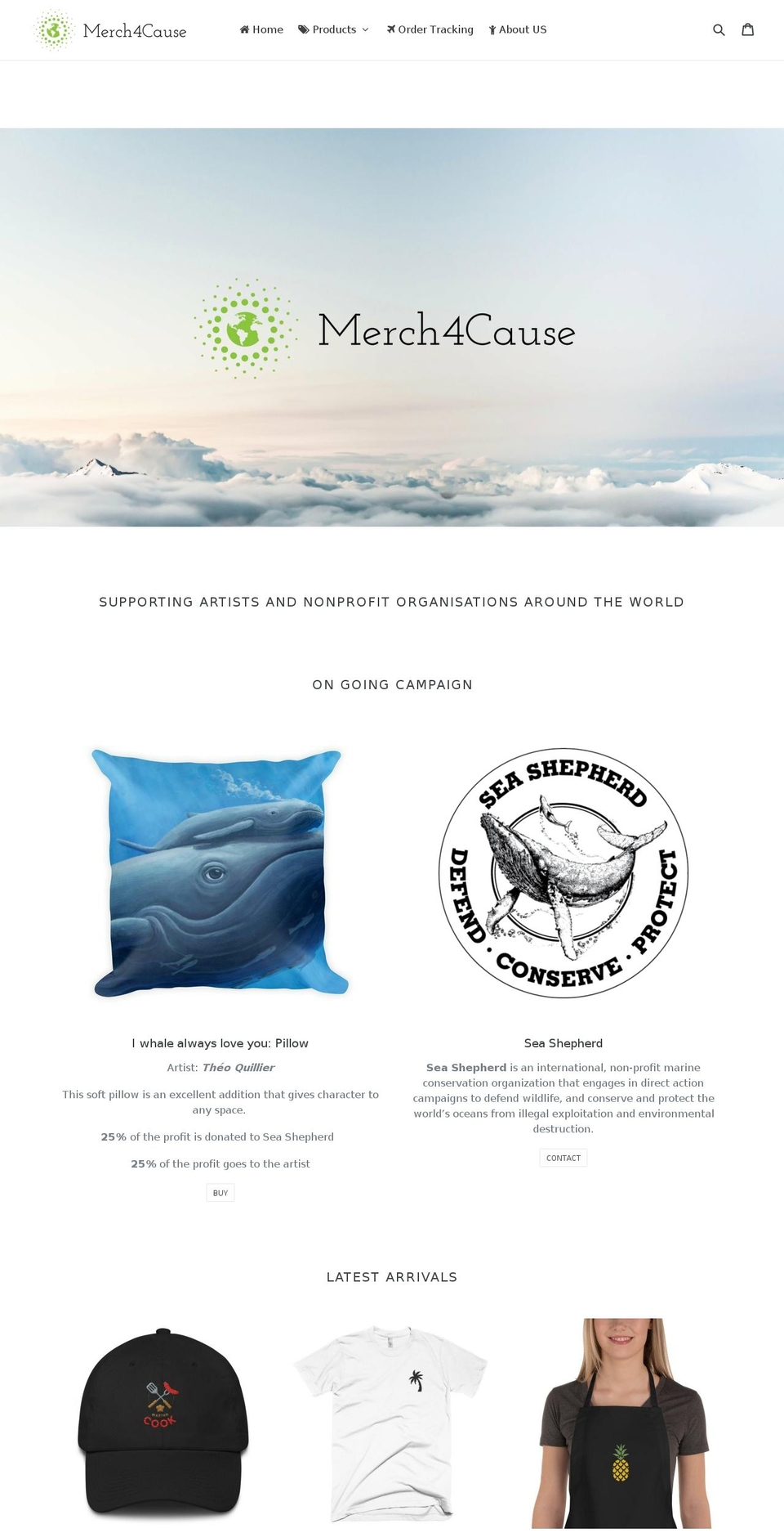 merch4cause.com — Shopify storefront screenshot