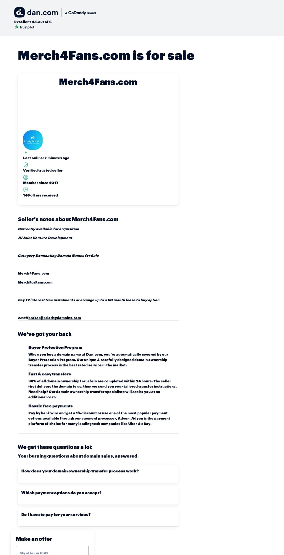 merch4fans.com — Shopify storefront screenshot