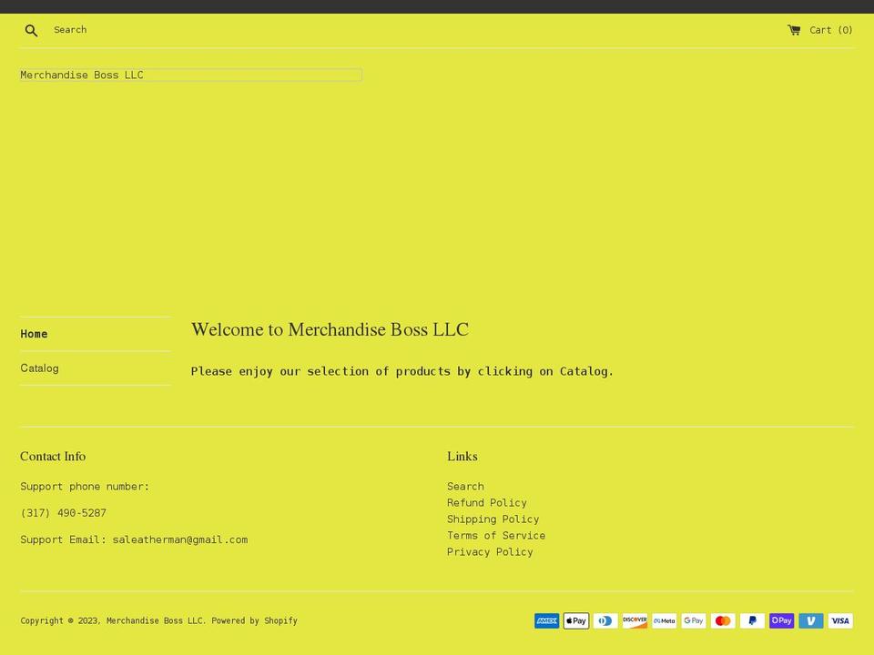 merchandisebossllc.com shopify website screenshot