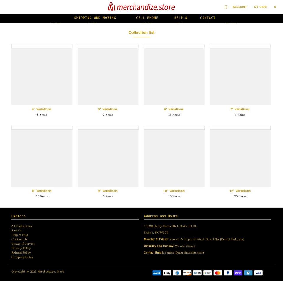 merchandize.store shopify website screenshot