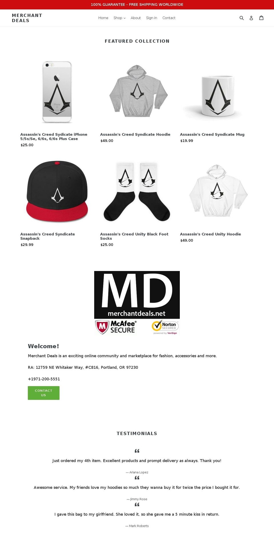 merchantdeals.net shopify website screenshot