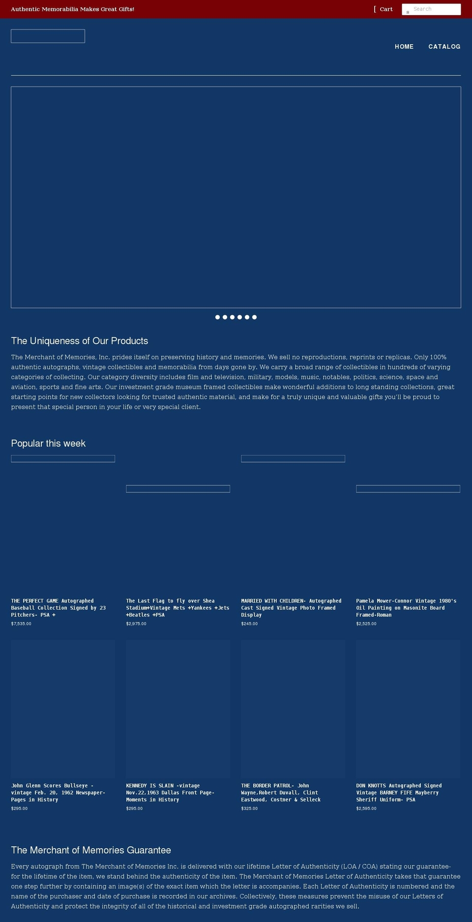 merchantofmemories.com shopify website screenshot