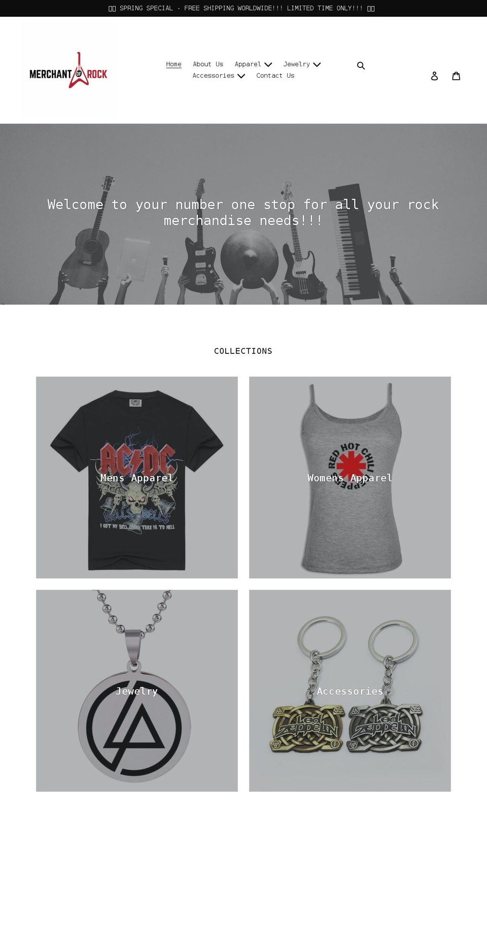 merchantofrock.com shopify website screenshot