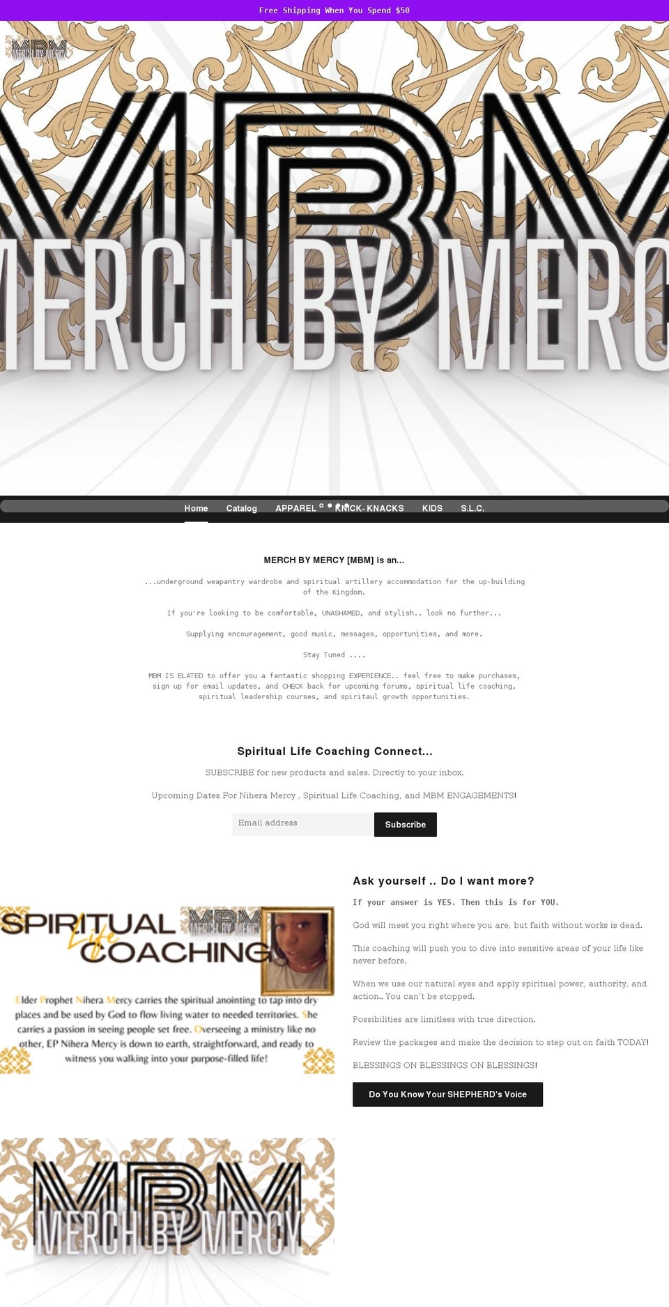 merchbymercy.com shopify website screenshot