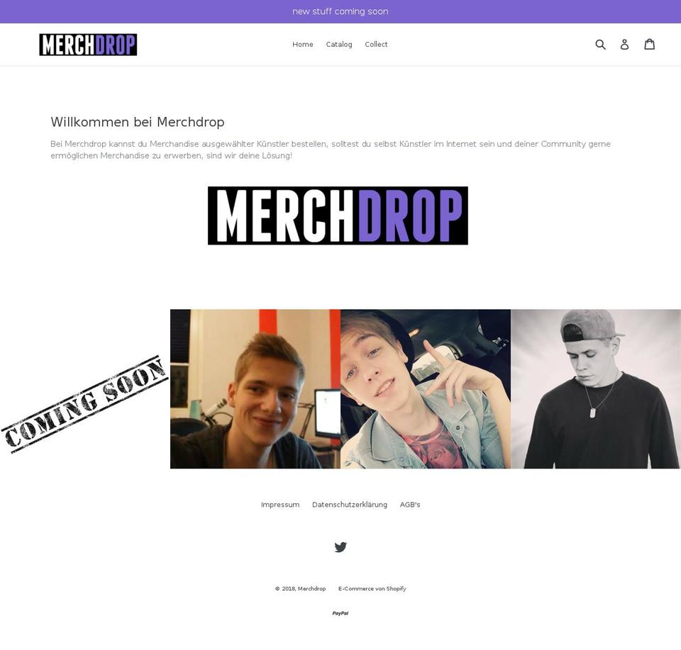 merchdrop.de shopify website screenshot