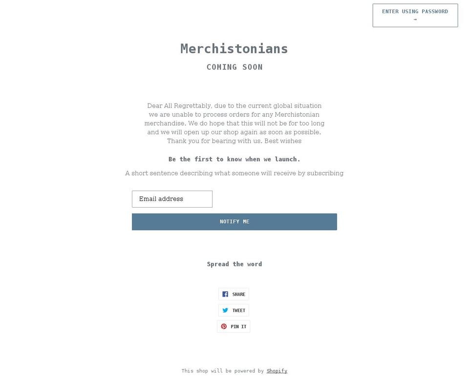 merchistonians.myshopify.com shopify website screenshot