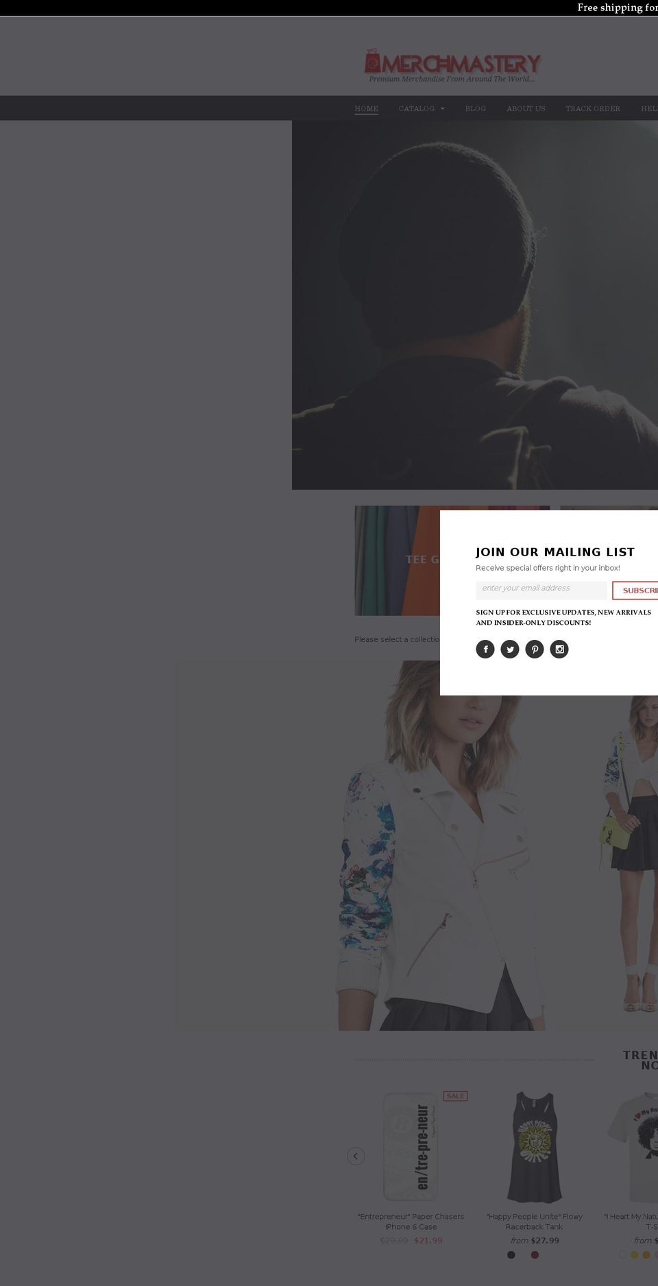 merchmastery.com shopify website screenshot