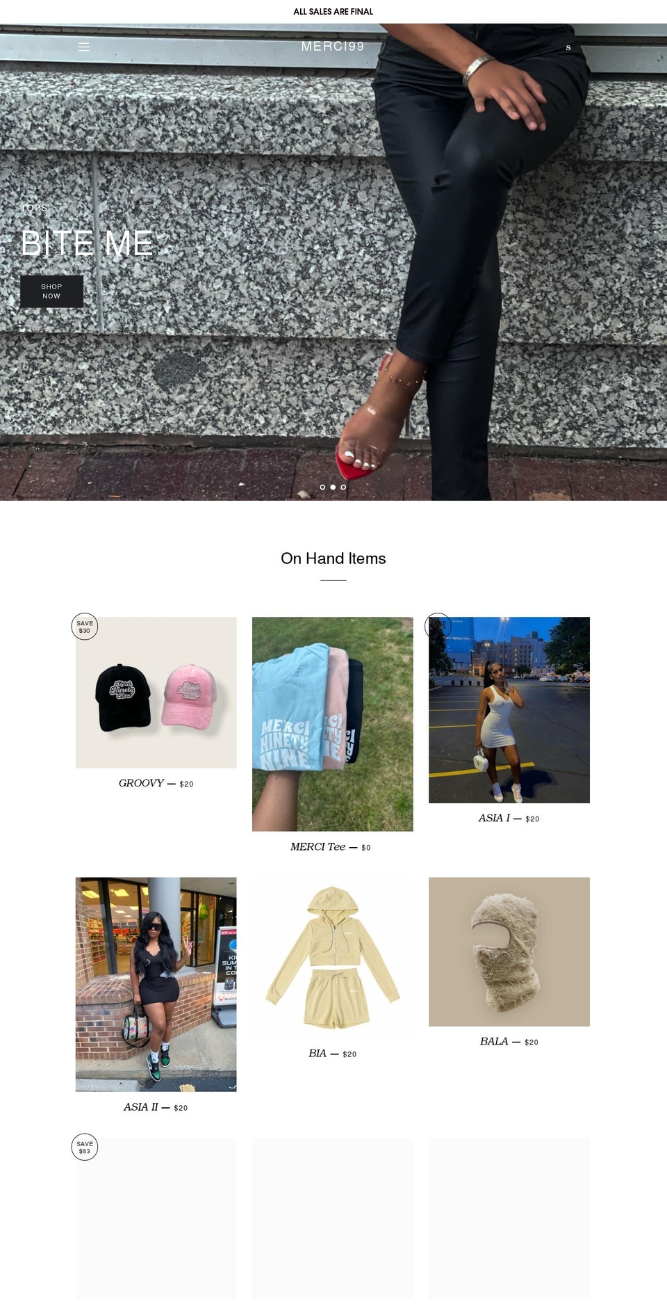 merci99.com shopify website screenshot