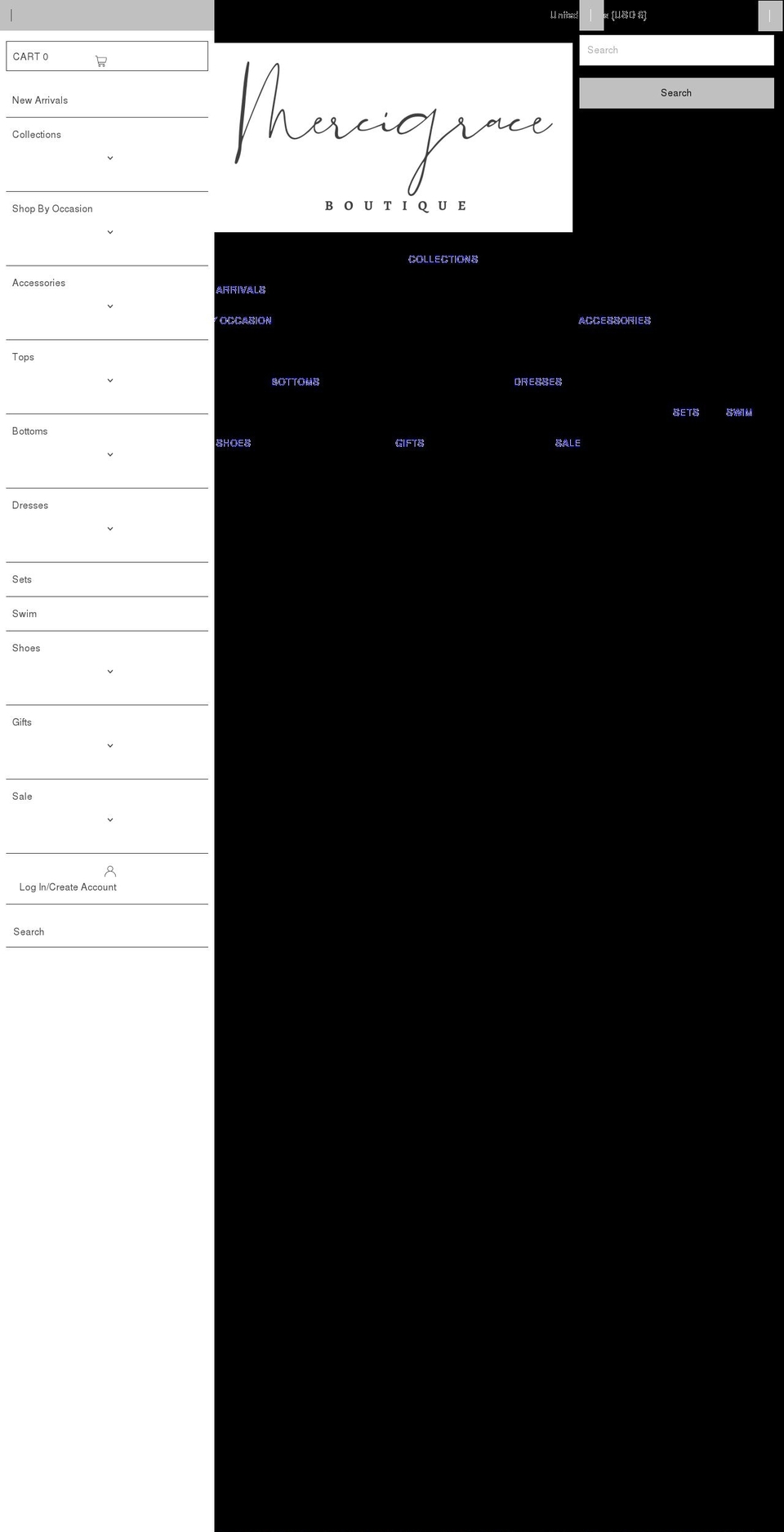 mercigraceboutique.com shopify website screenshot