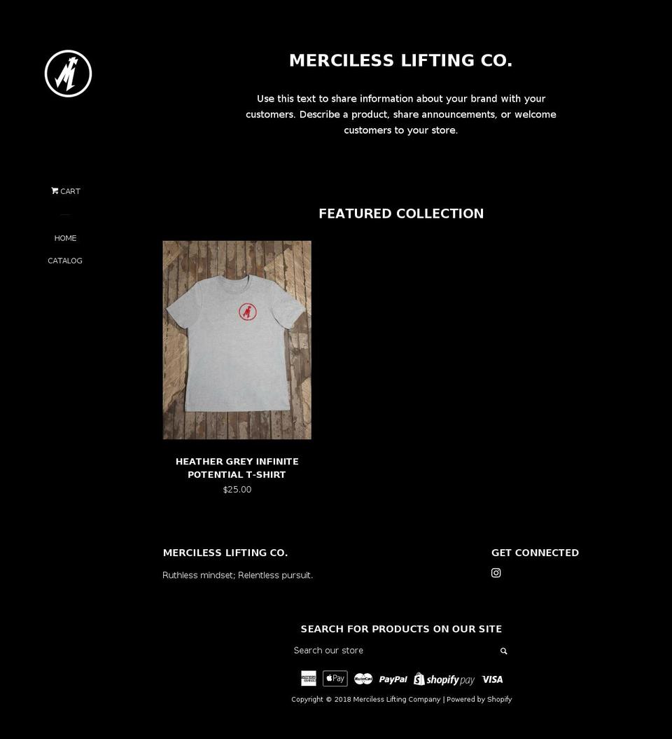 mercilesslifting.com — Shopify storefront screenshot