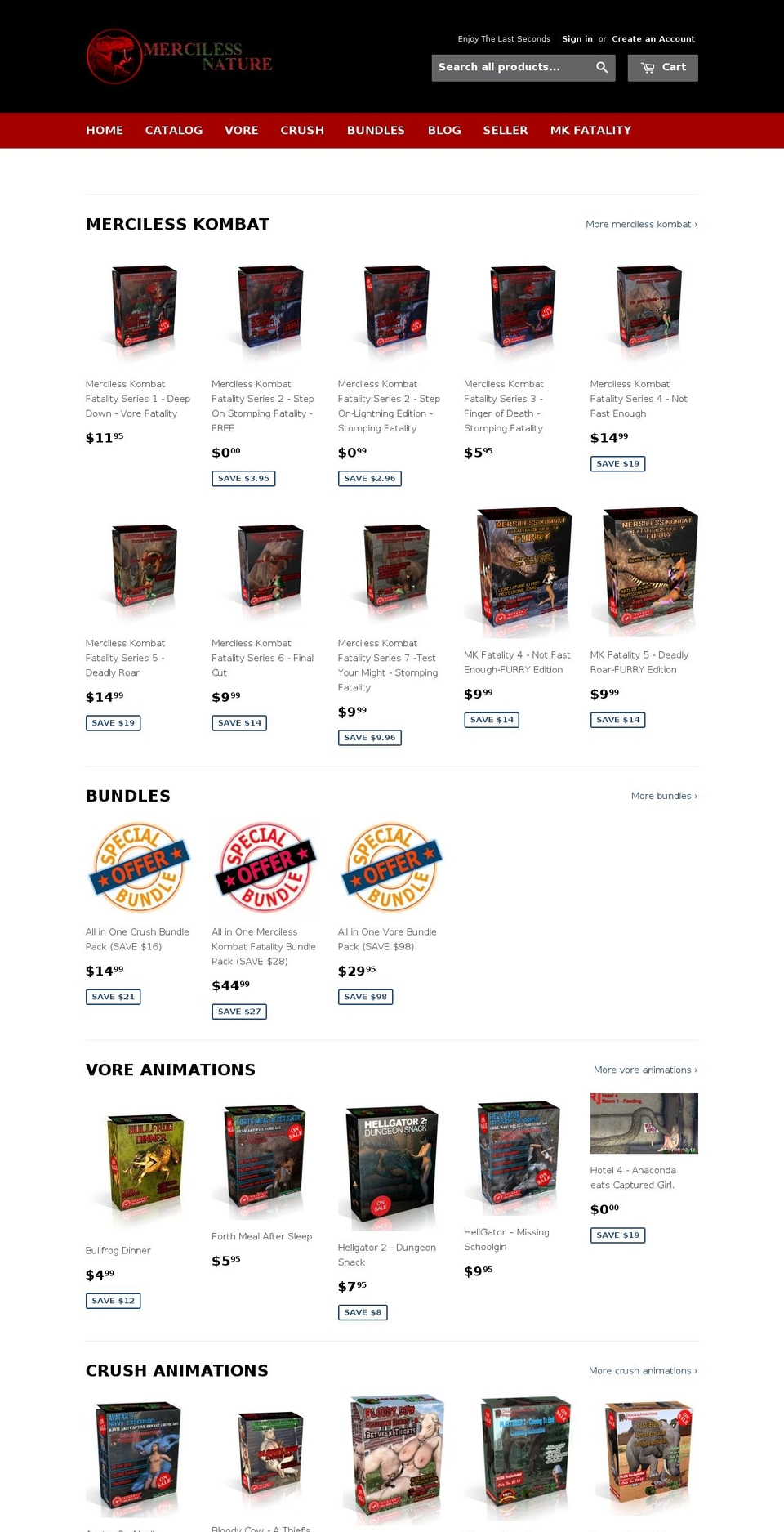 mercilessnature.com shopify website screenshot