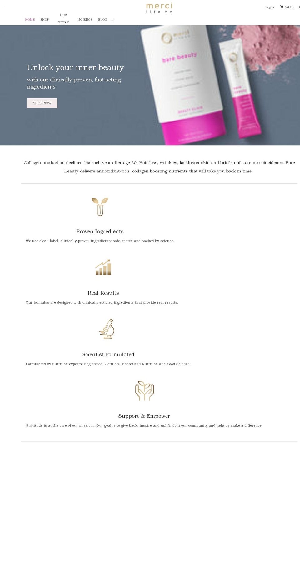 mercilifeco.com shopify website screenshot