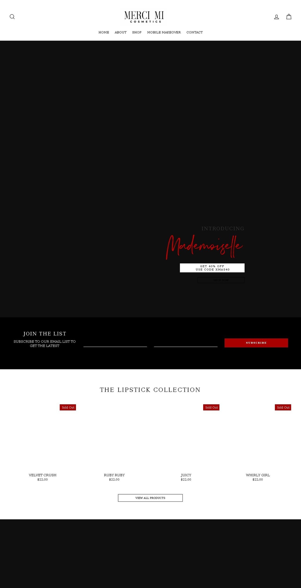 mercimicosmetics.com shopify website screenshot